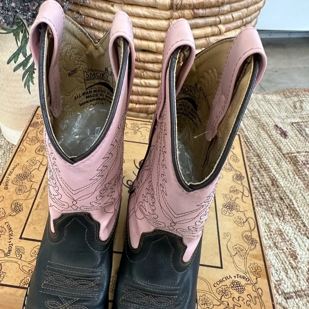 Smoky Mountain Girls Western Cowgirl Boots Size 12.5 Monterey Leather Pink Brown